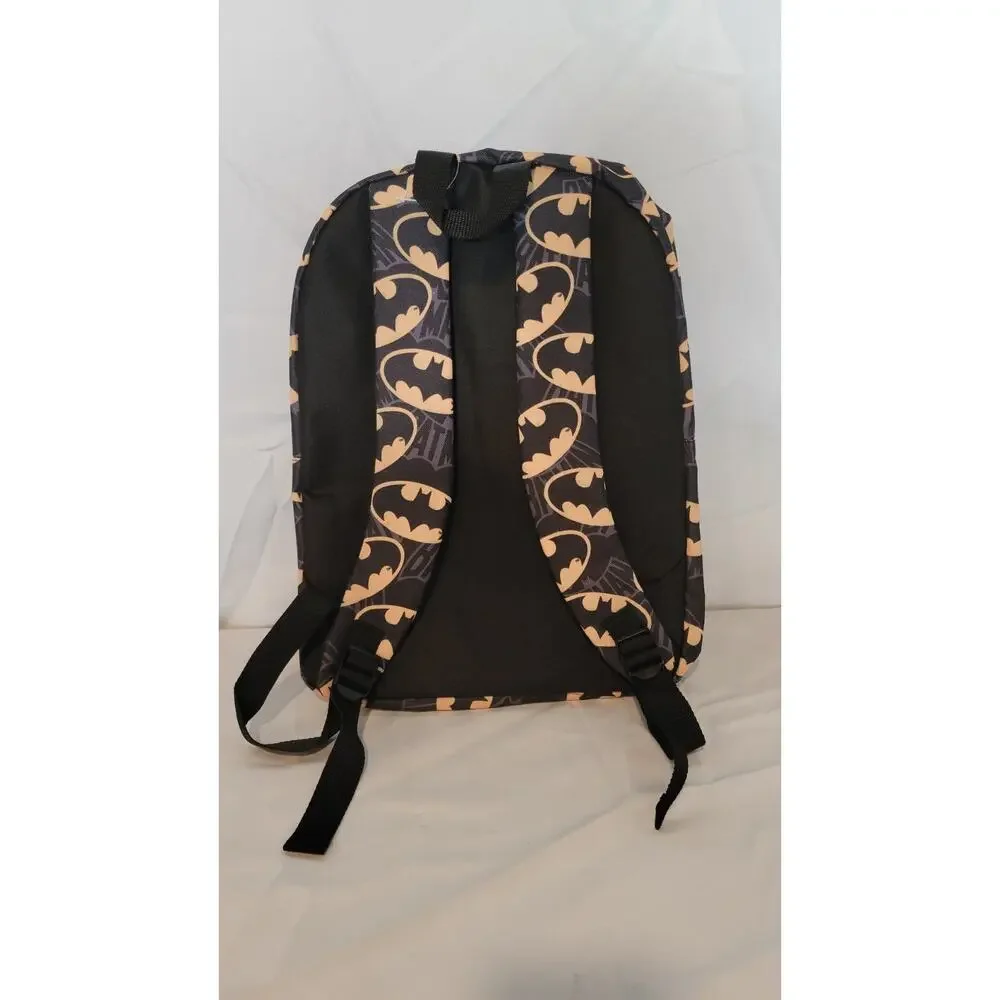 Batman Logo Backpack Black School Bag DC Comics All Over Print NWOT